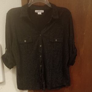 Loft Black Button-Up Blouse
